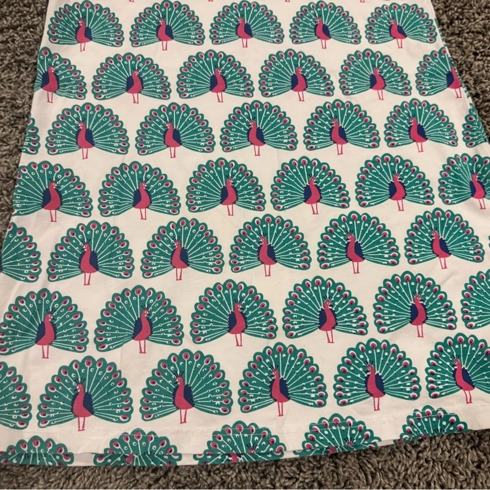 5/$25 Girls Peacock Print Sleeveless Dress with Pink Collar, size 8