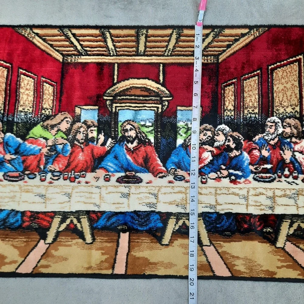 Vintage The Last Supper Jesus Tapestry Wall Hanging Art Religious Made in Italy
