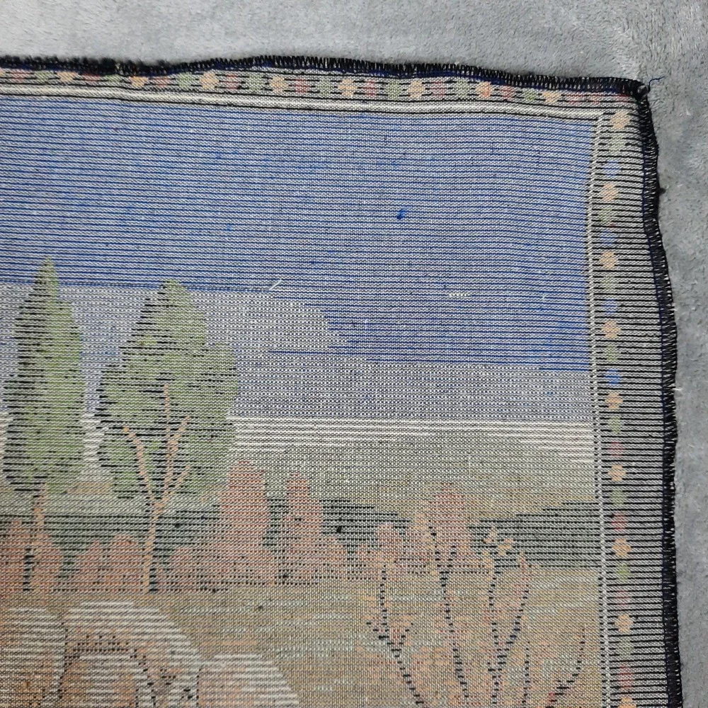 Vintage Jesus The Good Shepherd and Sheep Velvet Tapestry Wall Hanging Religious