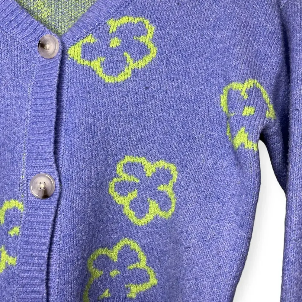 Art Class Blue Green Floral Cardigan Size Girls Large Y2K‎ Preppy Button Up