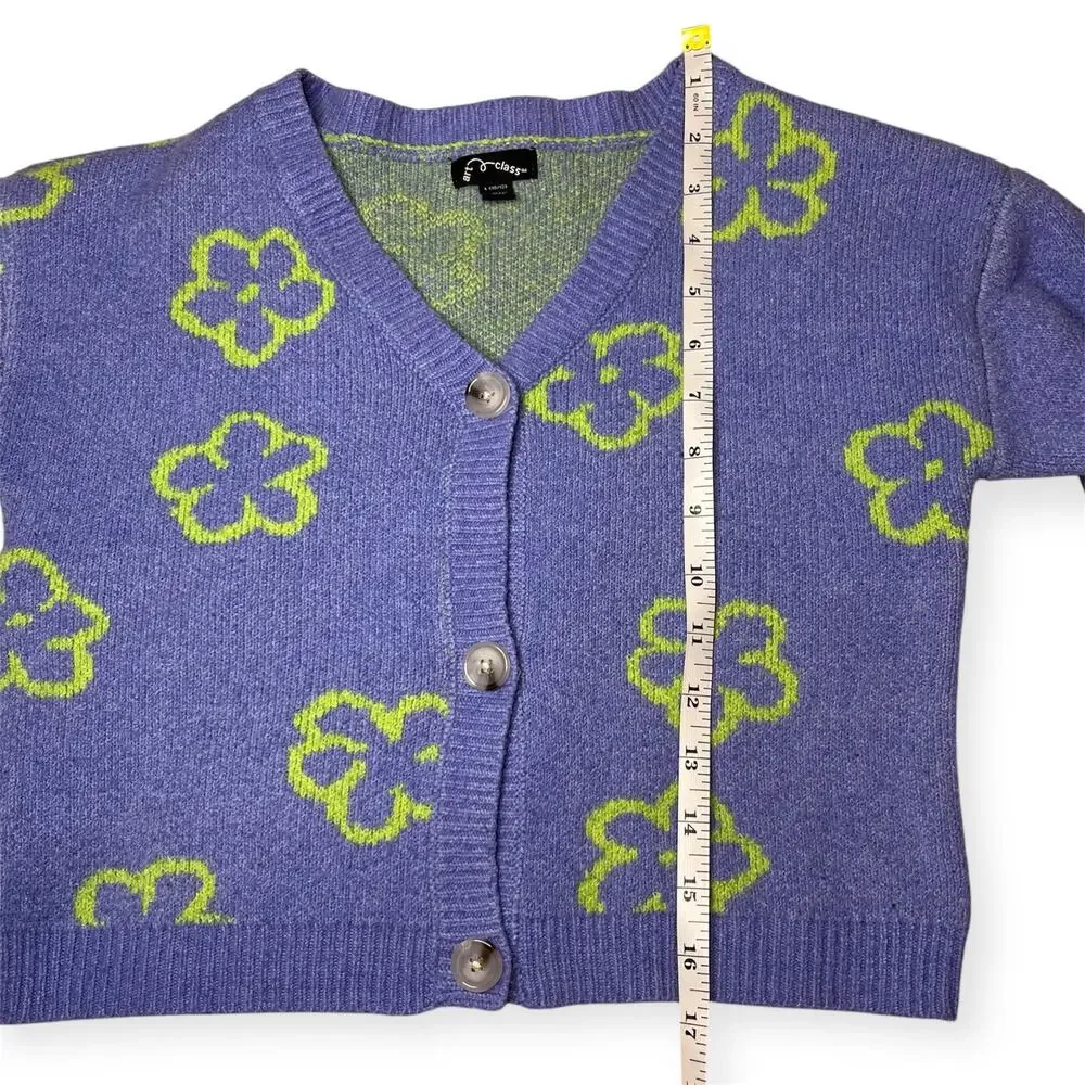 Art Class Blue Green Floral Cardigan Size Girls Large Y2K‎ Preppy Button Up