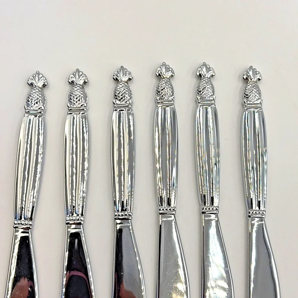 Godinger Pineapple Silverplate Set of 6 Pate Spreaders Butter Cheese