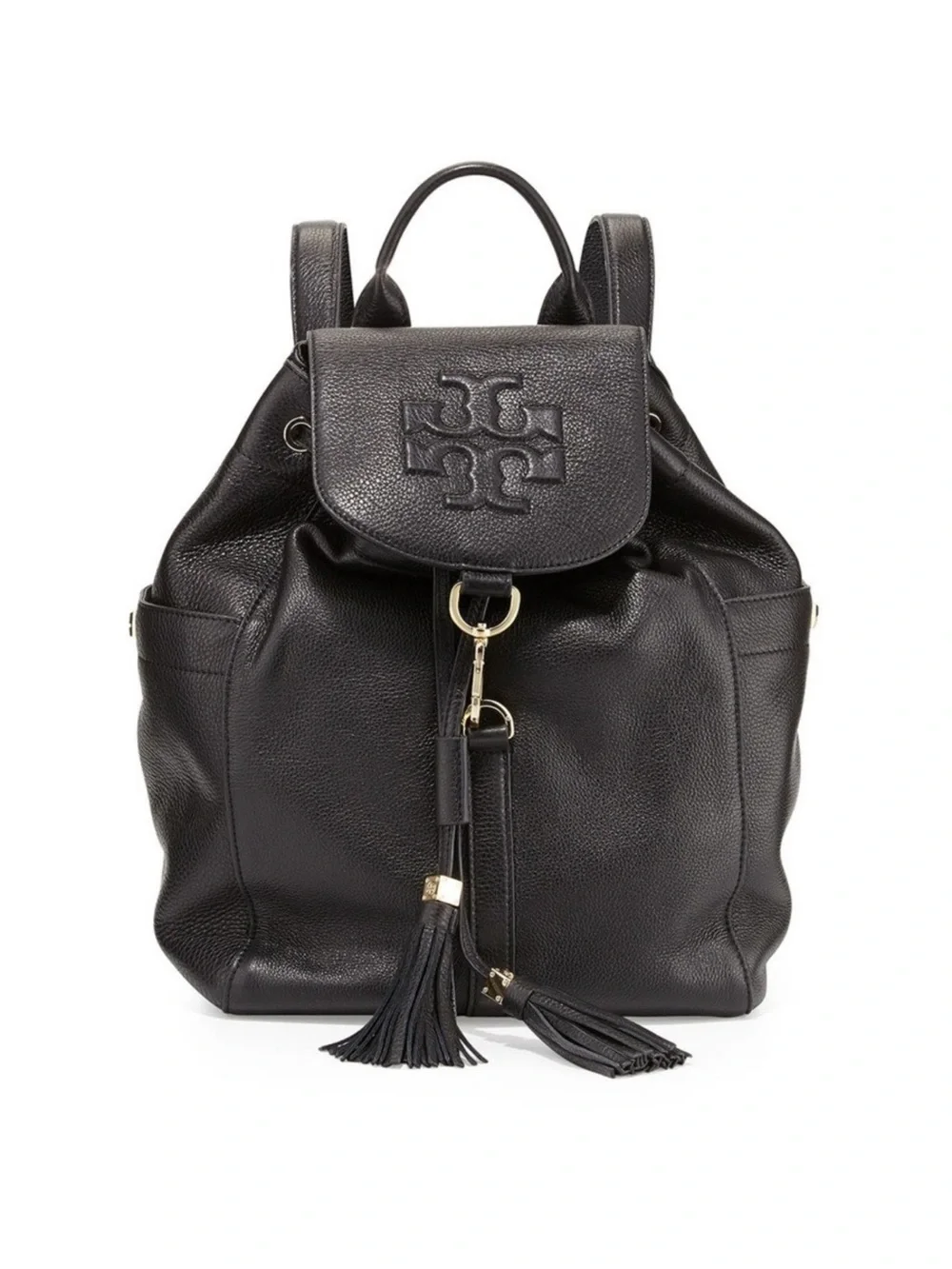 Tory Burch Black Leather pebbled Backpack