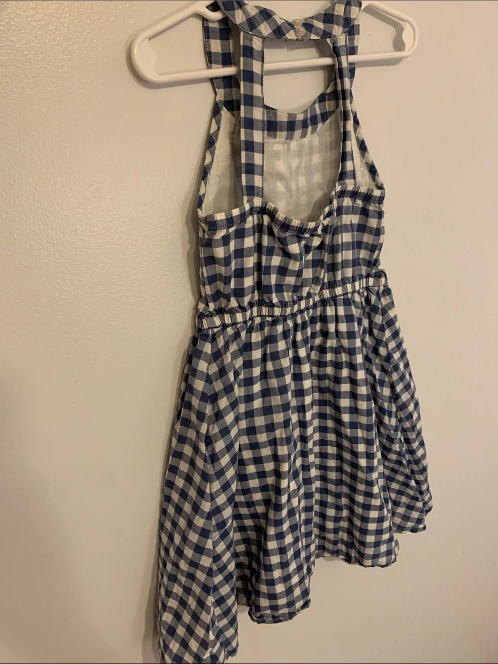 Sonoma Blue and White Gingham Halter Kids Dress