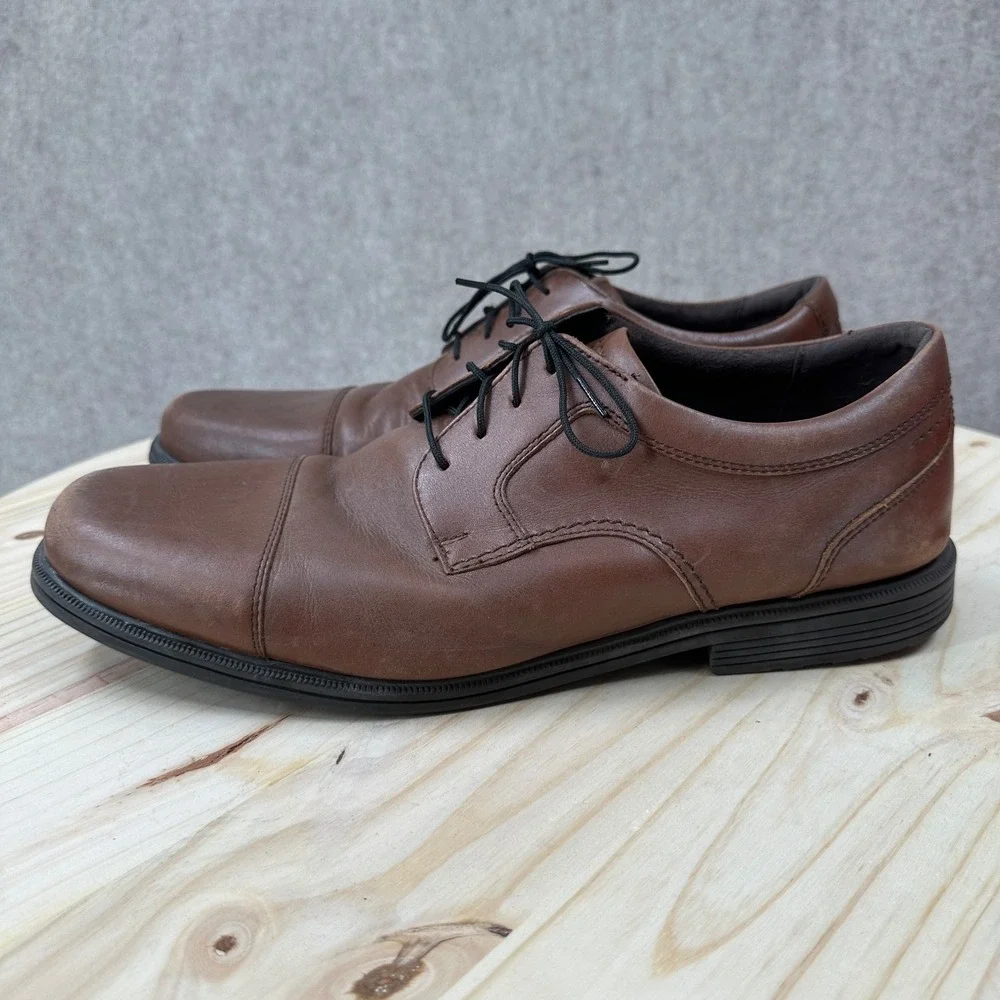Rockport Charles Road Brown Leather Cap-Toe Oxford‎ Shoes Mens 13 Wide