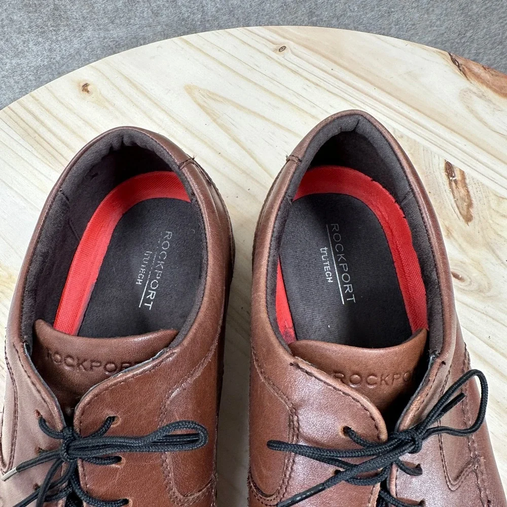 Rockport Charles Road Brown Leather Cap-Toe Oxford‎ Shoes Mens 13 Wide