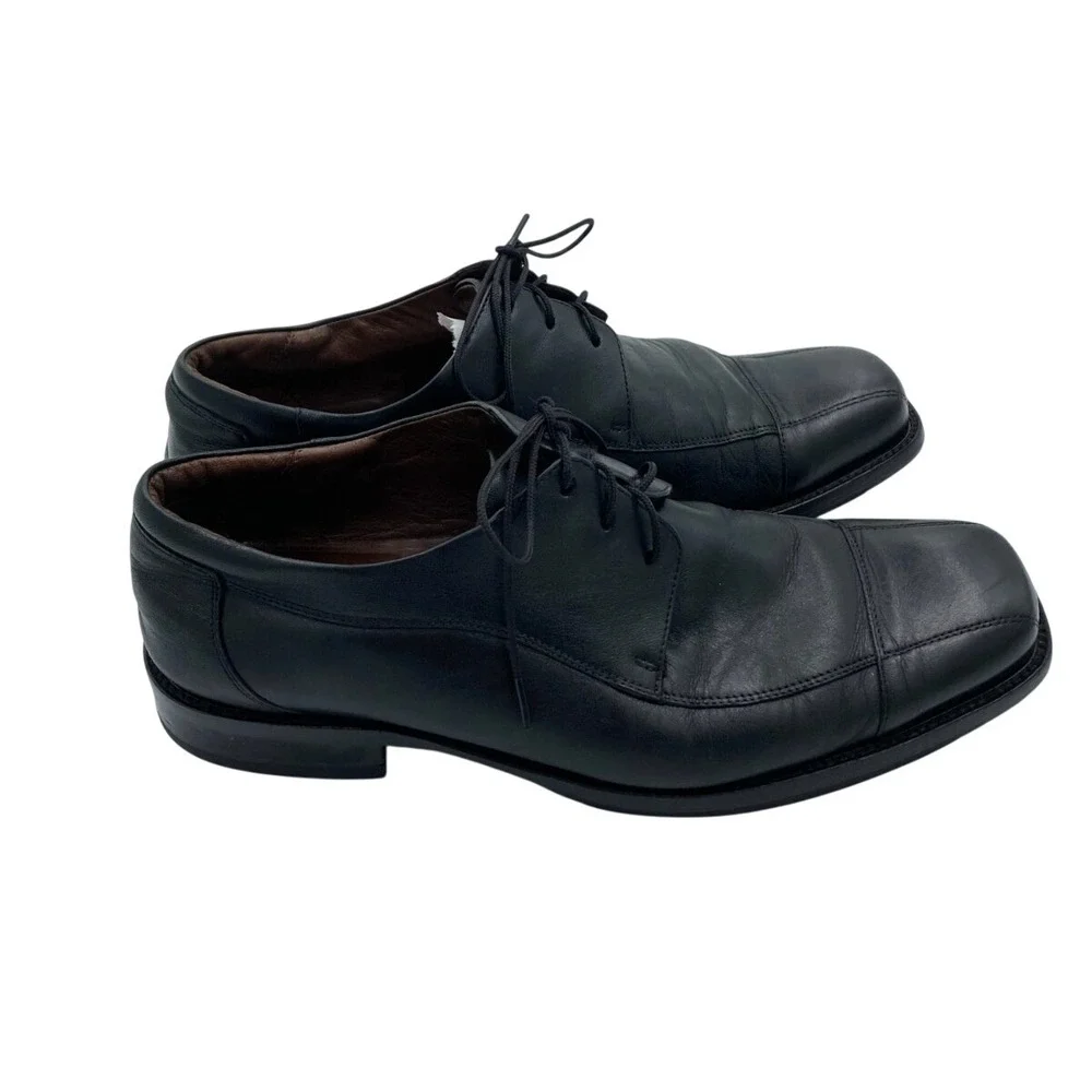 Johnston & Murphy Oxford Mens 9M Dobson 20-7511 Black Leather Cap‎ Toe Shoe Lace