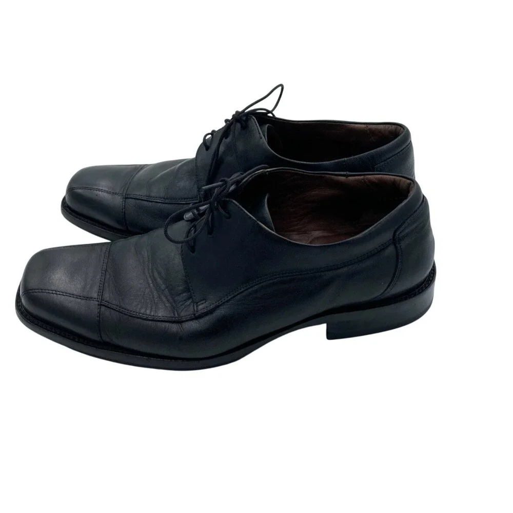 Johnston & Murphy Oxford Mens 9M Dobson 20-7511 Black Leather Cap‎ Toe Shoe Lace