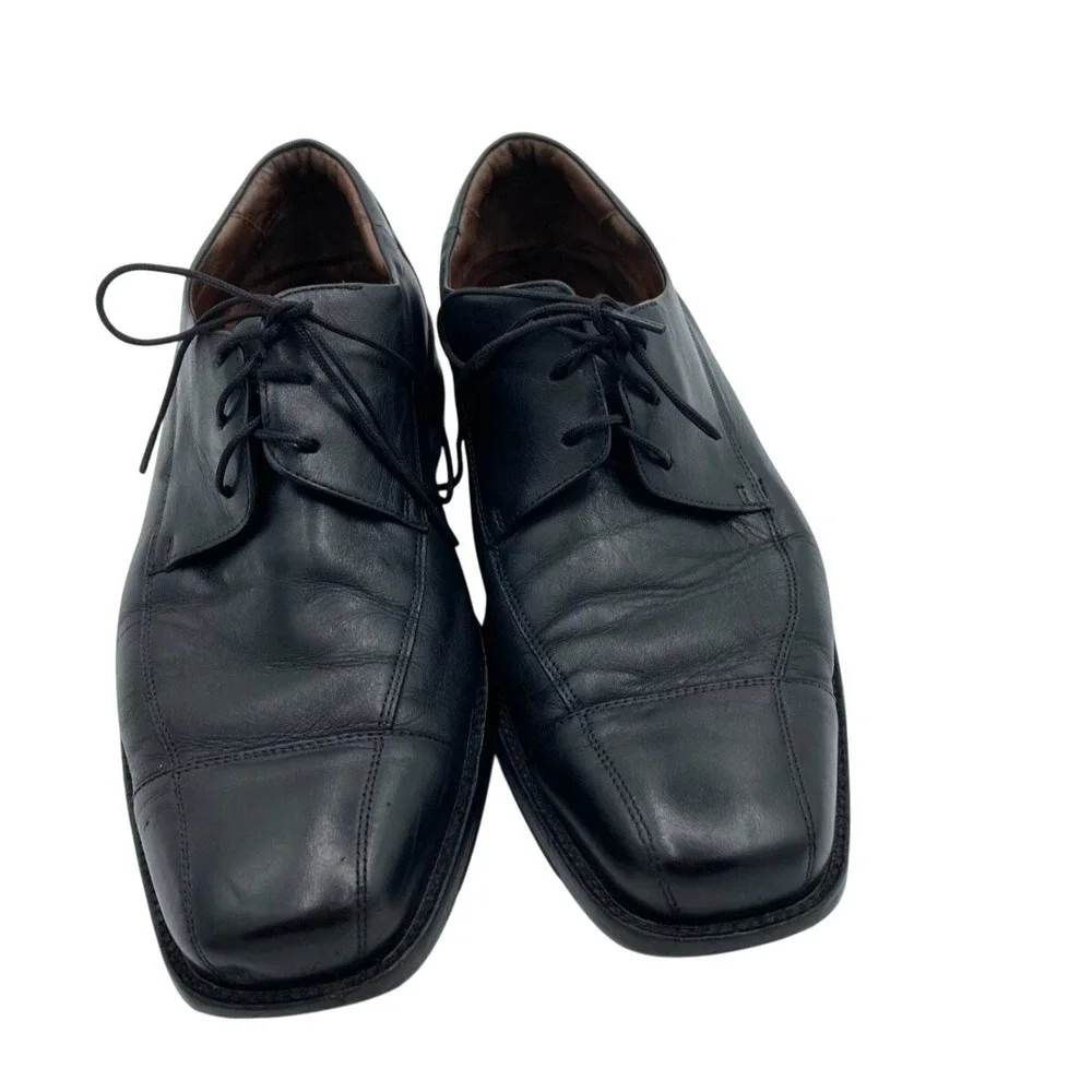 Johnston & Murphy Oxford Mens 9M Dobson 20-7511 Black Leather Cap‎ Toe Shoe Lace