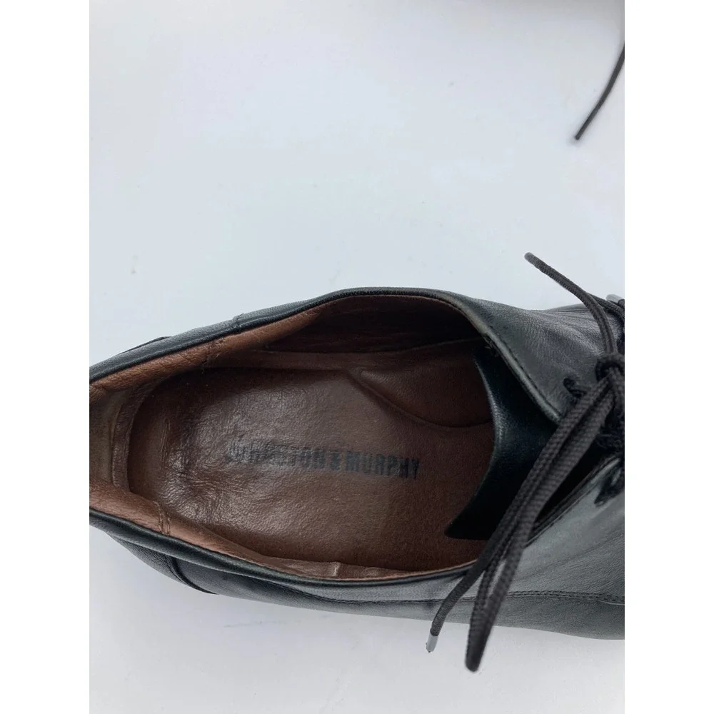 Johnston & Murphy Oxford Mens 9M Dobson 20-7511 Black Leather Cap‎ Toe Shoe Lace