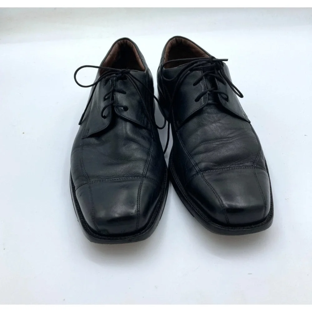 Johnston & Murphy Oxford Mens 9M Dobson 20-7511 Black Leather Cap‎ Toe Shoe Lace
