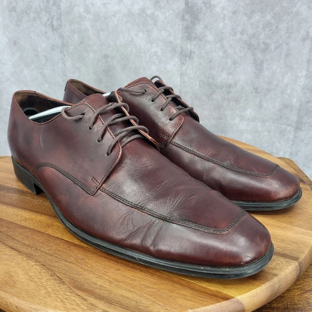 Cole Haan Air Oxford Shoes Mens 12 M Brown Apron Toe‎ Leather Dress Shoes C09436