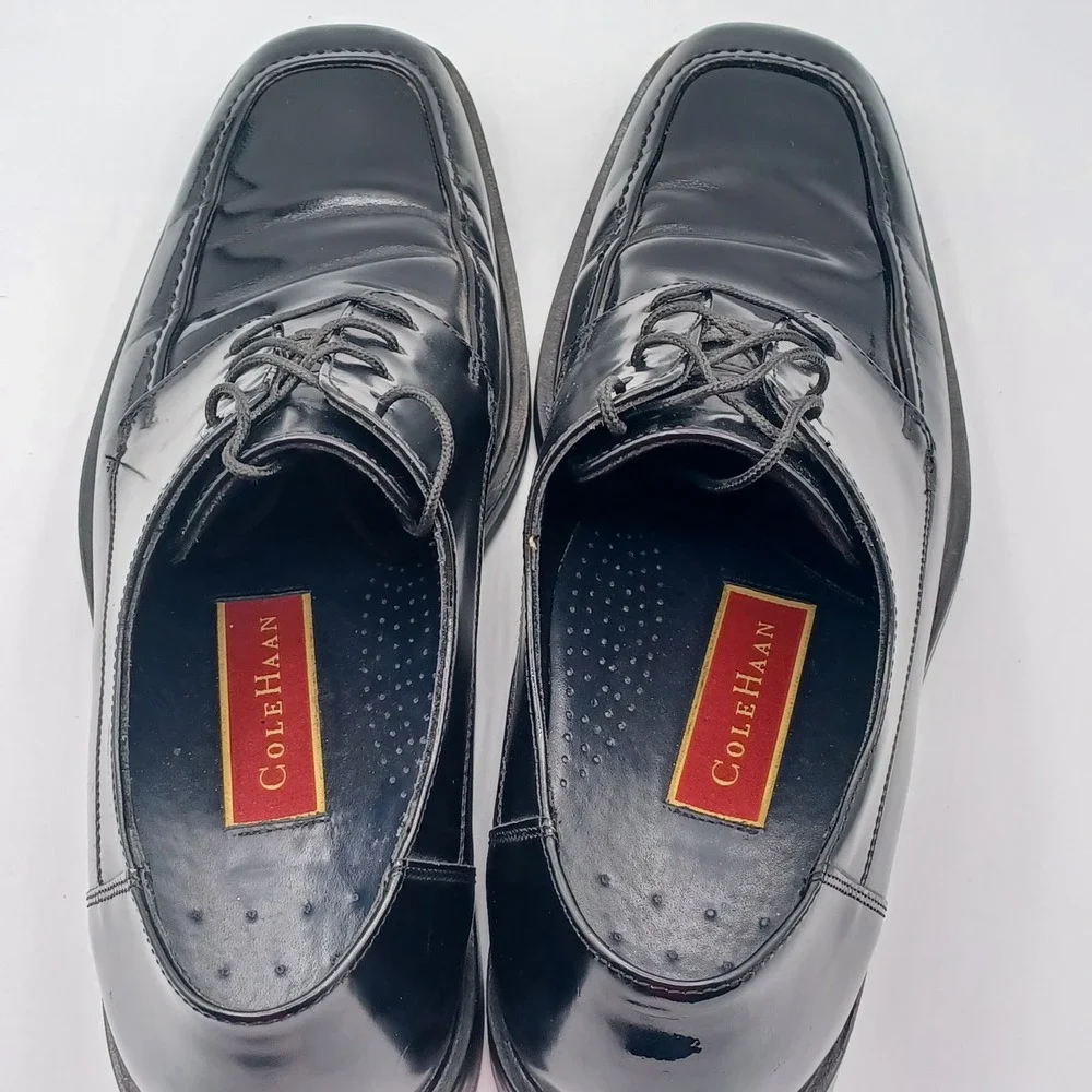 Cole Haan Waterproof Oxford Mens‎ 9.5 Black Good Square Toe Leather C02898