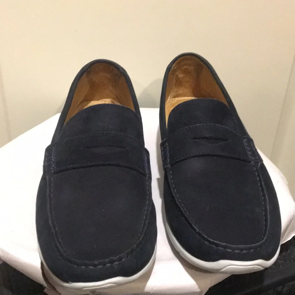 Mercanti Fiorentini mens Navy Suede slip on Loafers made in Brazil size 10