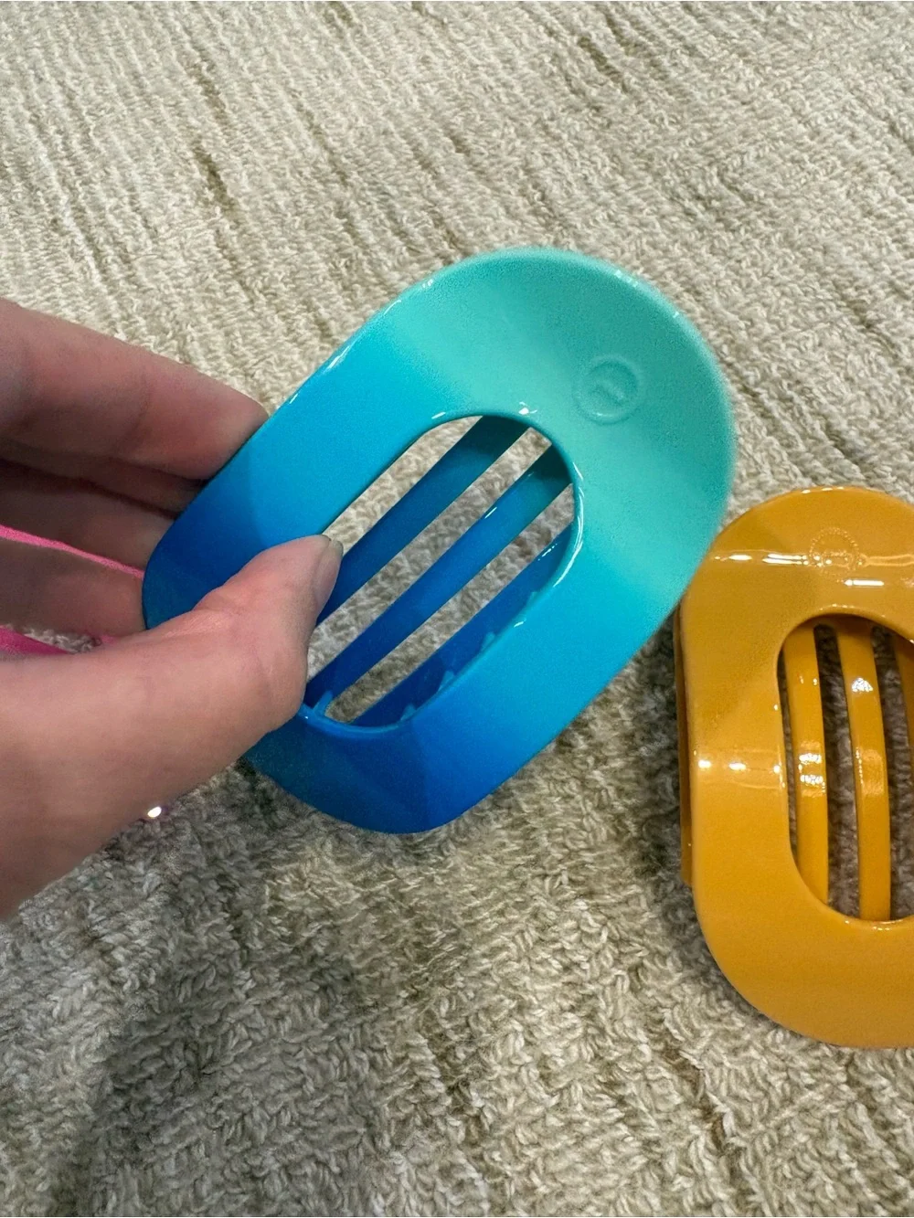 Teleties Bright Oval Hair Clips - Pink, Blue, Yellow