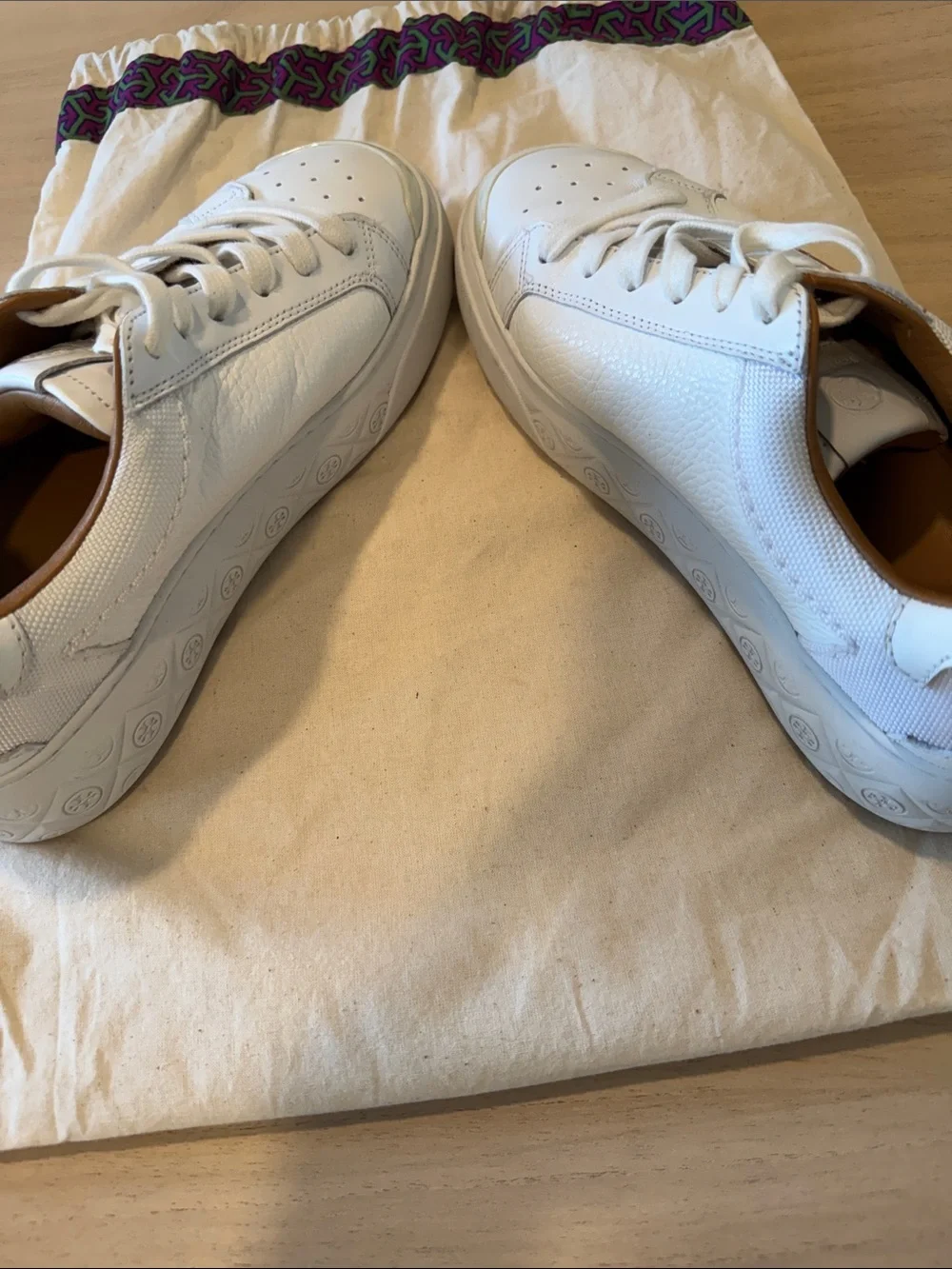 Tory Burch Ladybug Platform Sneakers White Leather Women’s Size 7