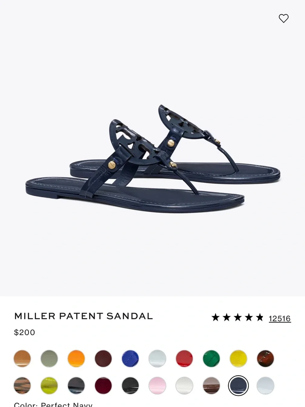 Tory Burch Navy Patent Logo Thong Sandals with Gold Studs