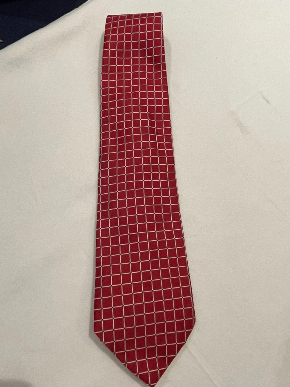 346 Brooks Brothers Red Grid-Pattern Tie - Classic Office & Event Accessory