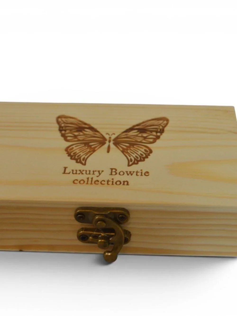 Handmade Feather Bow Tie & Lapel Pin Set Wood Gift Box Formal - NIB