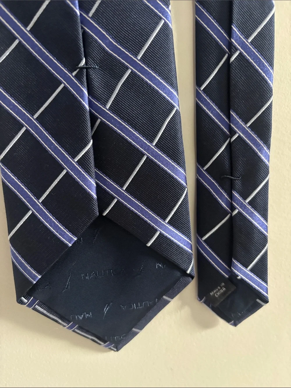 Nautica Navy Tie with Light Blue Windowpane Grid