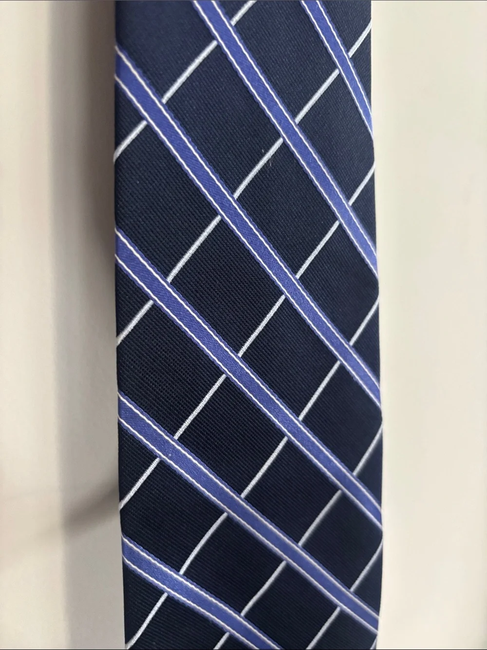 Nautica Navy Tie with Light Blue Windowpane Grid