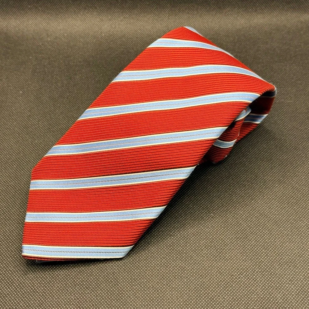 Ermenegildo Zegna Red Striped Silk Tie 3.75