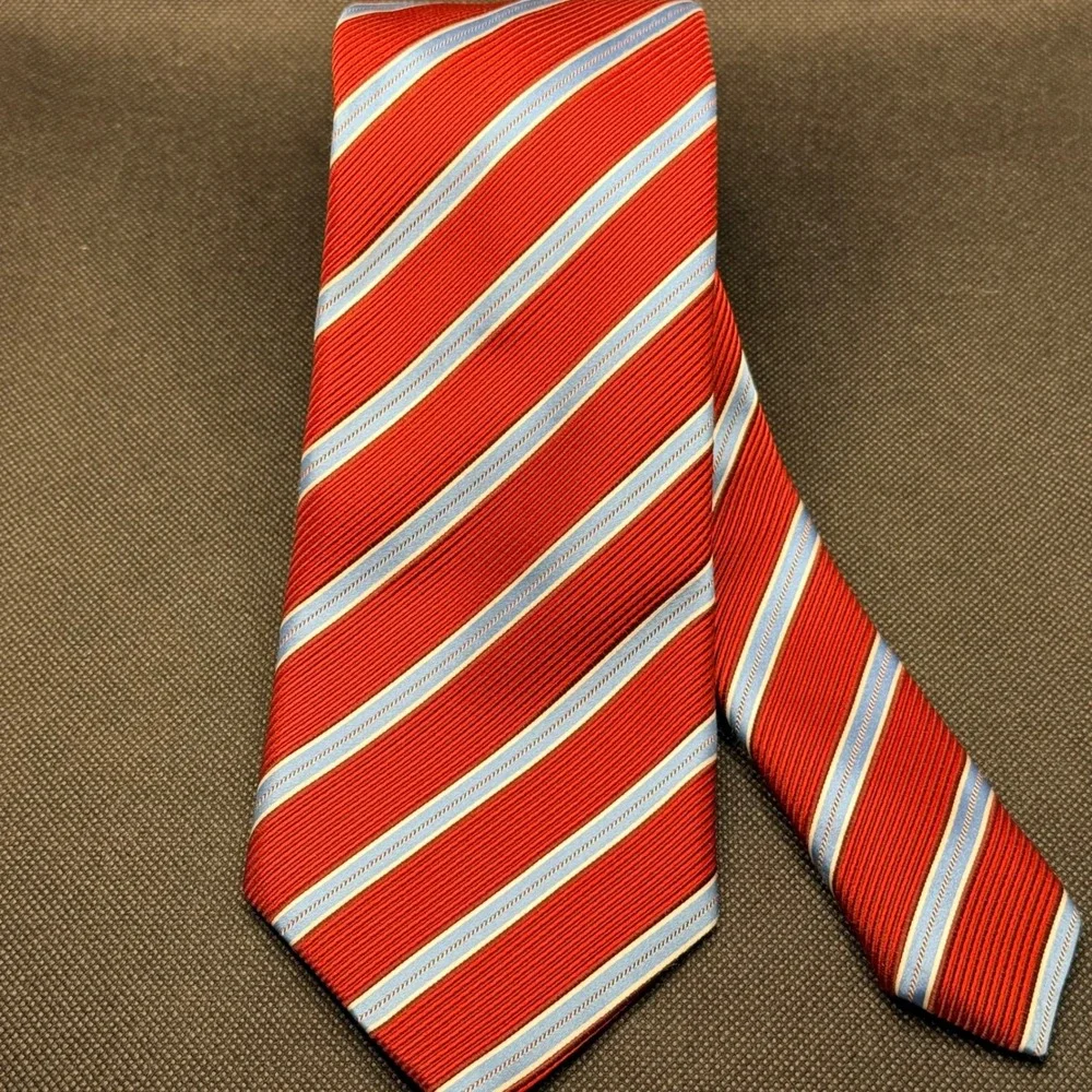 Ermenegildo Zegna Red Striped Silk Tie 3.75