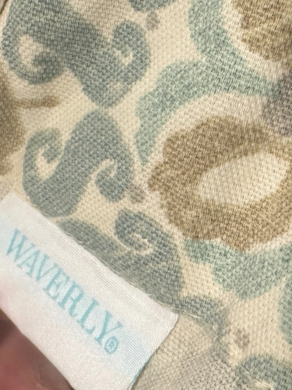 Waverly Cream, Gray, Soft Blue Curtain Panels w/ Medallions - 3 - 67”x50”