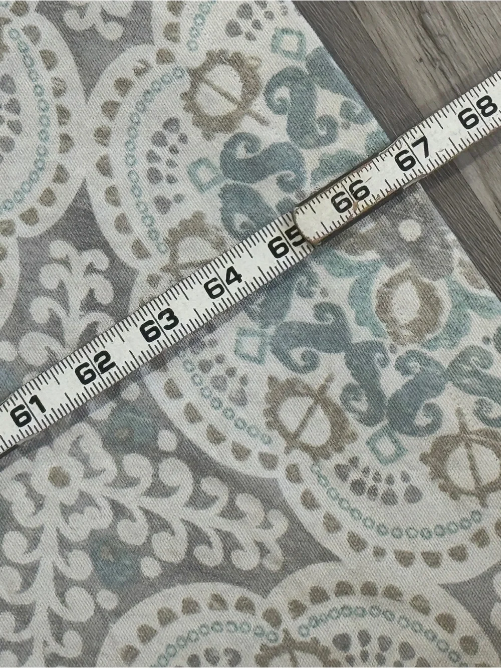 Waverly Cream, Gray, Soft Blue Curtain Panels w/ Medallions - 3 - 67”x50”