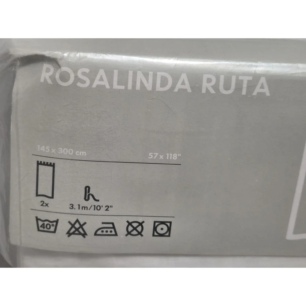 NIP! IKEA ROSALINDA RUTA Tone on Tone White Plaid Tab Top Curtains 100% Cotton