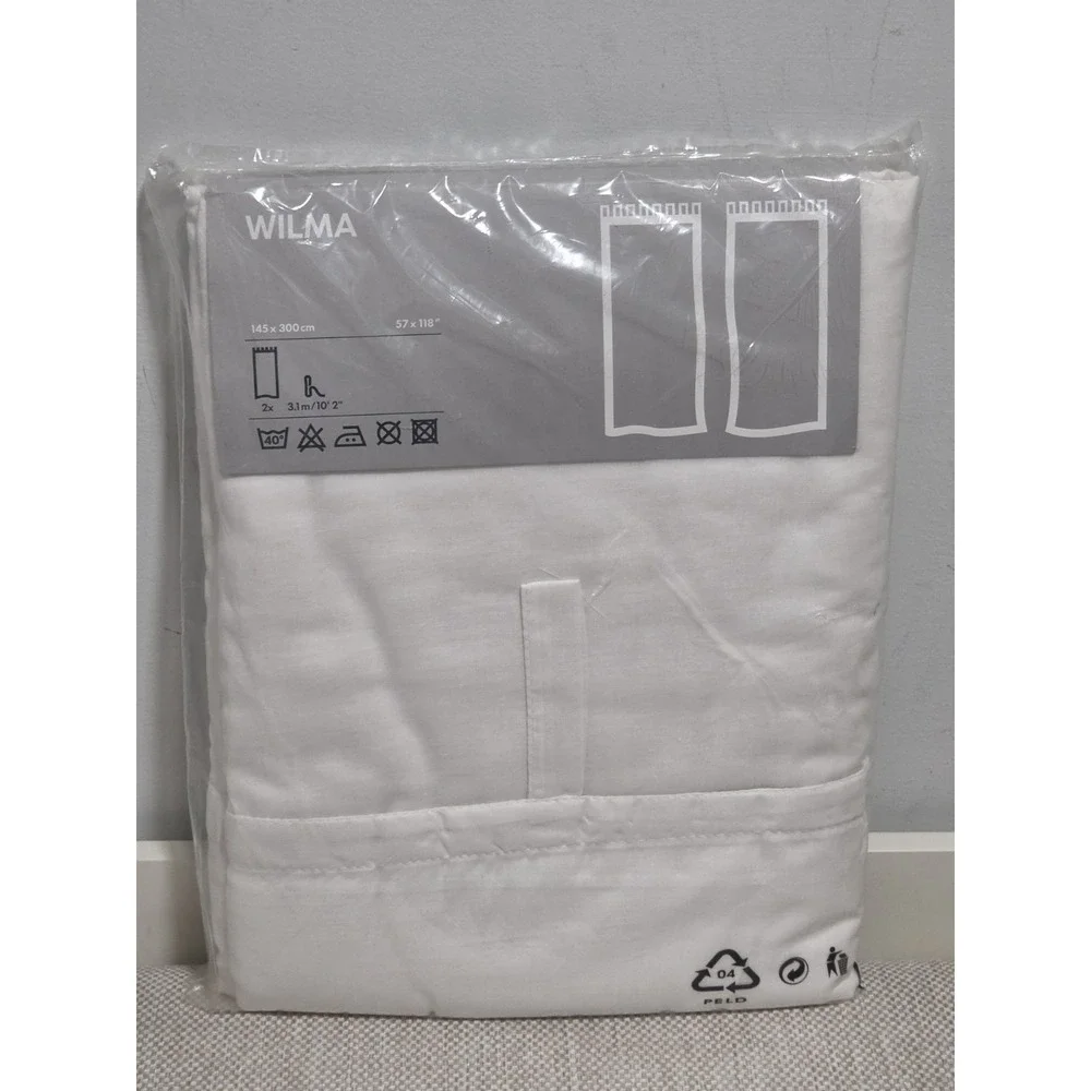 IKEA WILMA 2 White Tab Top Curtain Panels 57