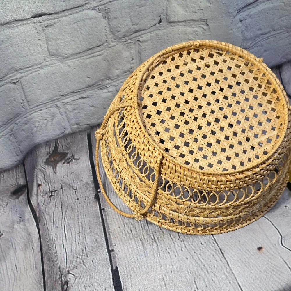 Artisan Handcrafted Sweetgrass Woven Basket - Natural Brown, Round