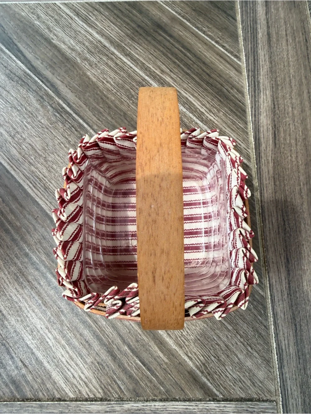 Longaberger Sweetheart Handwoven Basket Set with Striped Liners & Protectors