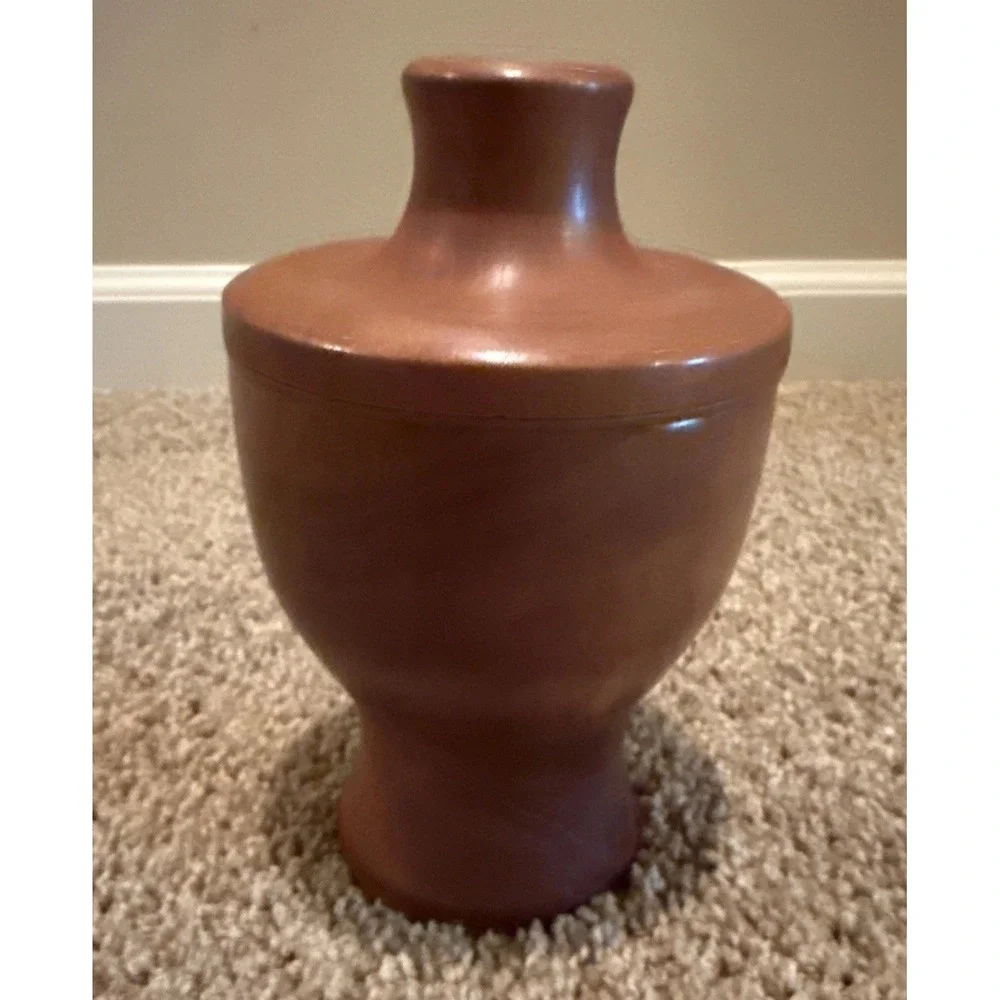 Vintage Hand Turned Wooden Trinket Storage Box with Lid 6.5