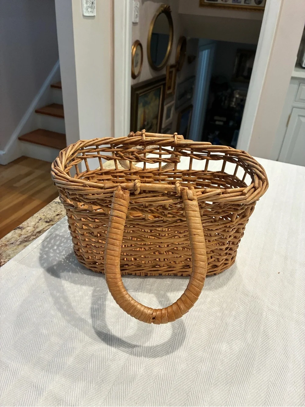Woven Rattan Handbag in Light Brown