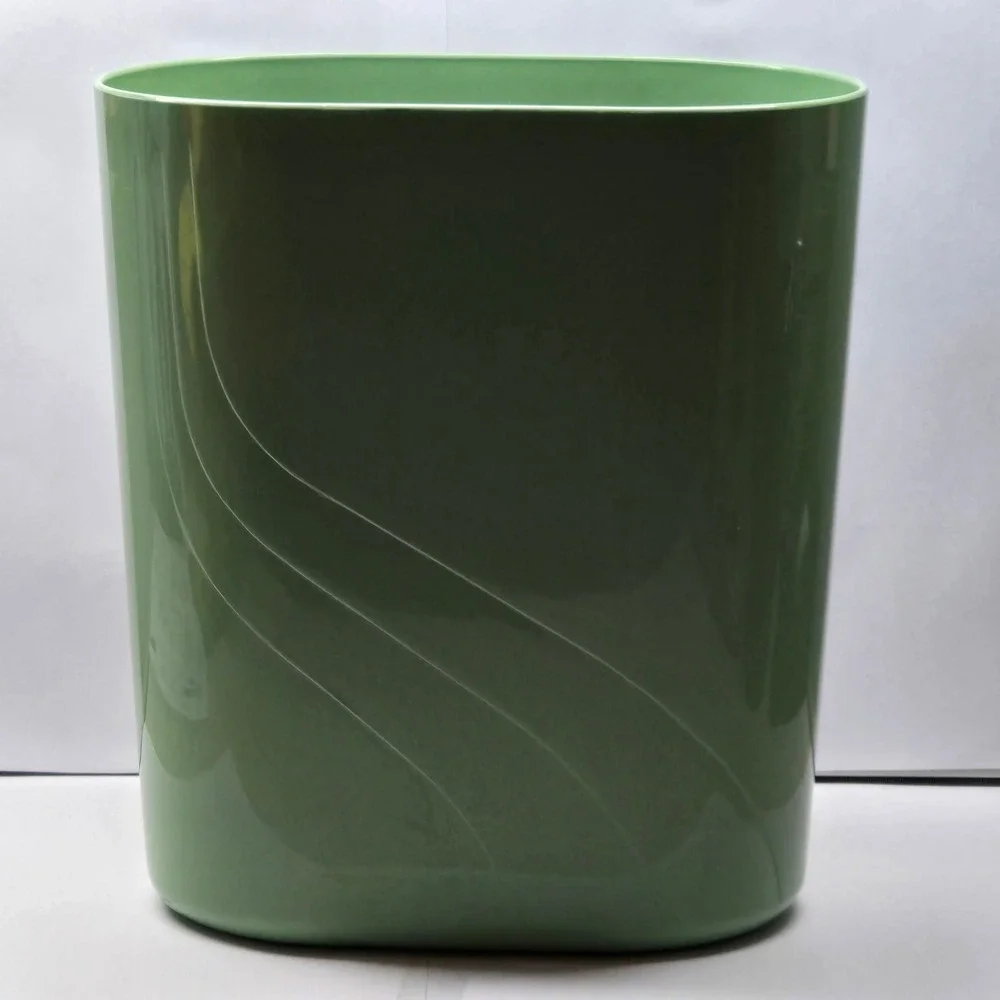Rubbermaid 7612 Wastebasket Vintage Sage Green Oval Trash Can Retro MCM Style