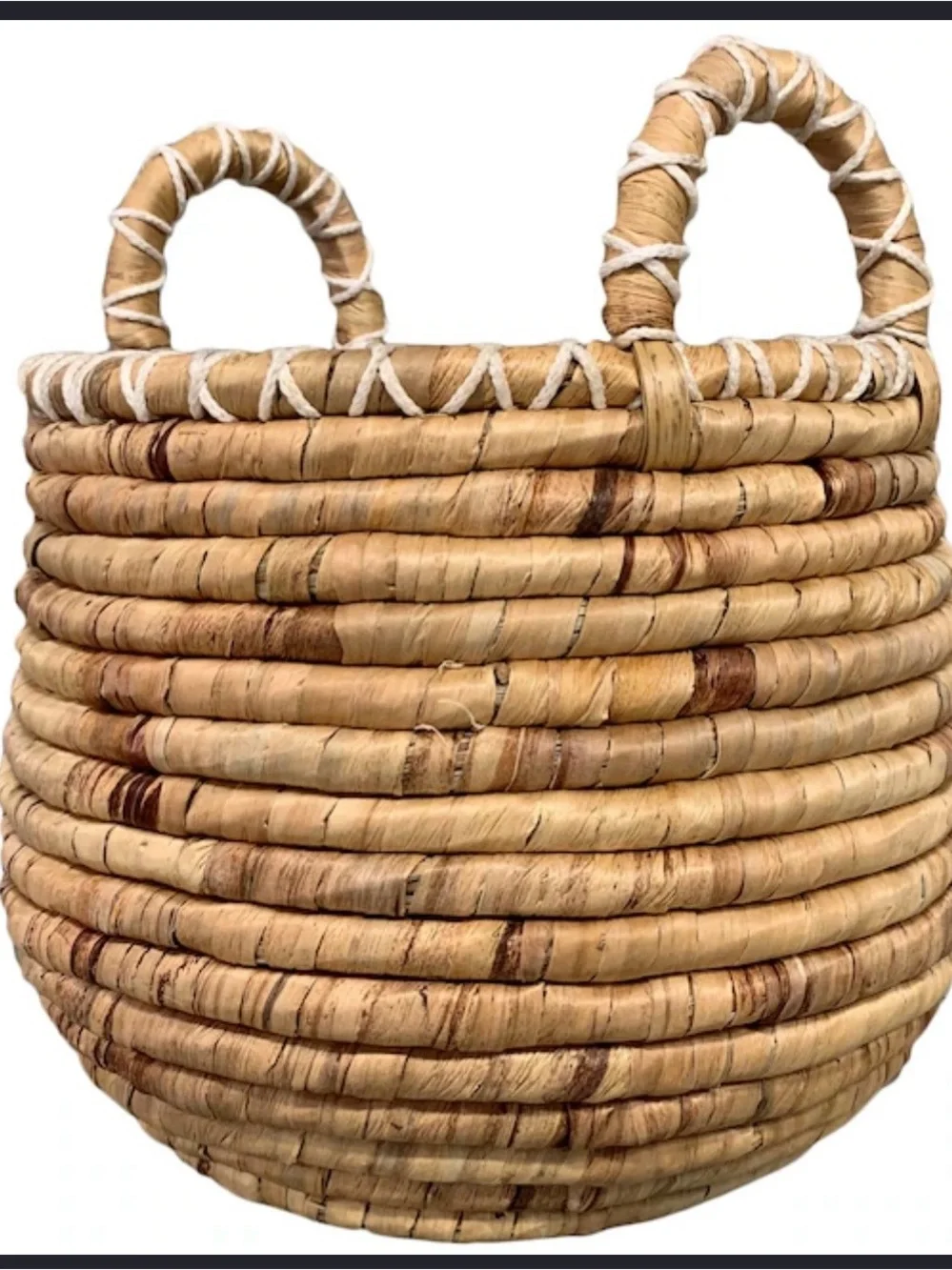 Handwoven Natural Seagrass Basket with Handles - Natural