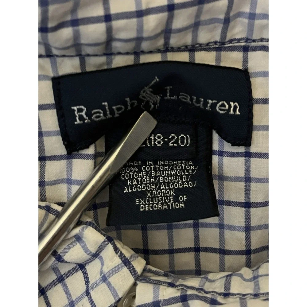 Polo Ralph Lauren Dress Shirts Youth Size XL Plaid Long Sleeve Button Up Lot X2