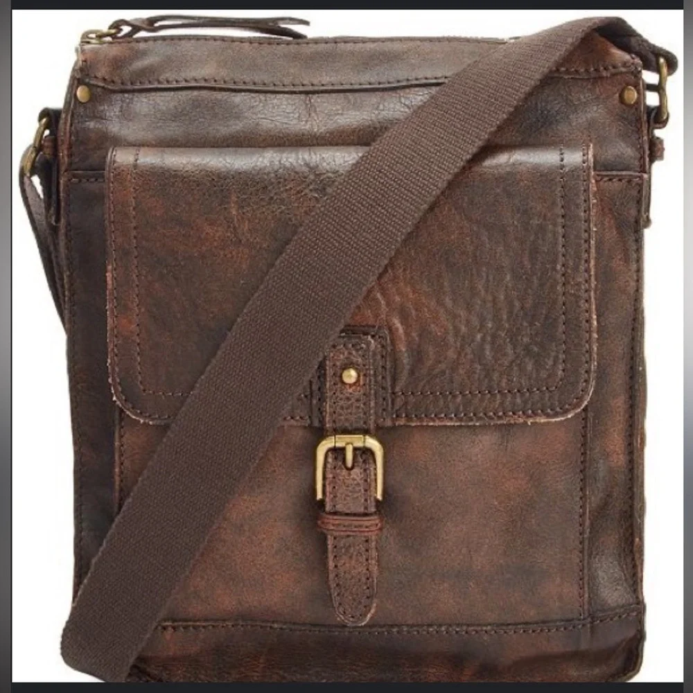 Patrica NASH Men's Brown Leather Messenger Bag