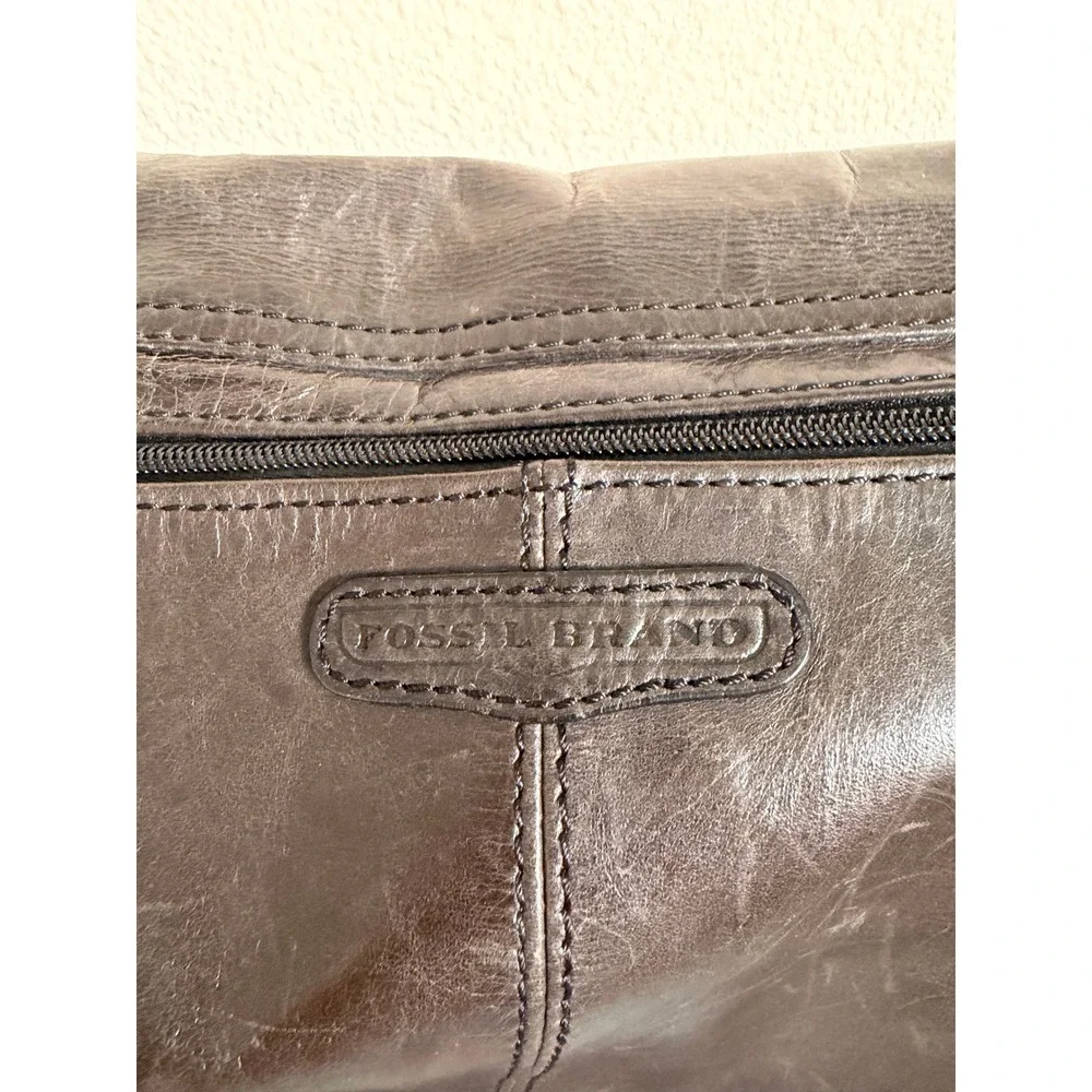 Fossil Messenger Bag Mens Large Brown Leather Distressed Vintage Crossbody Work