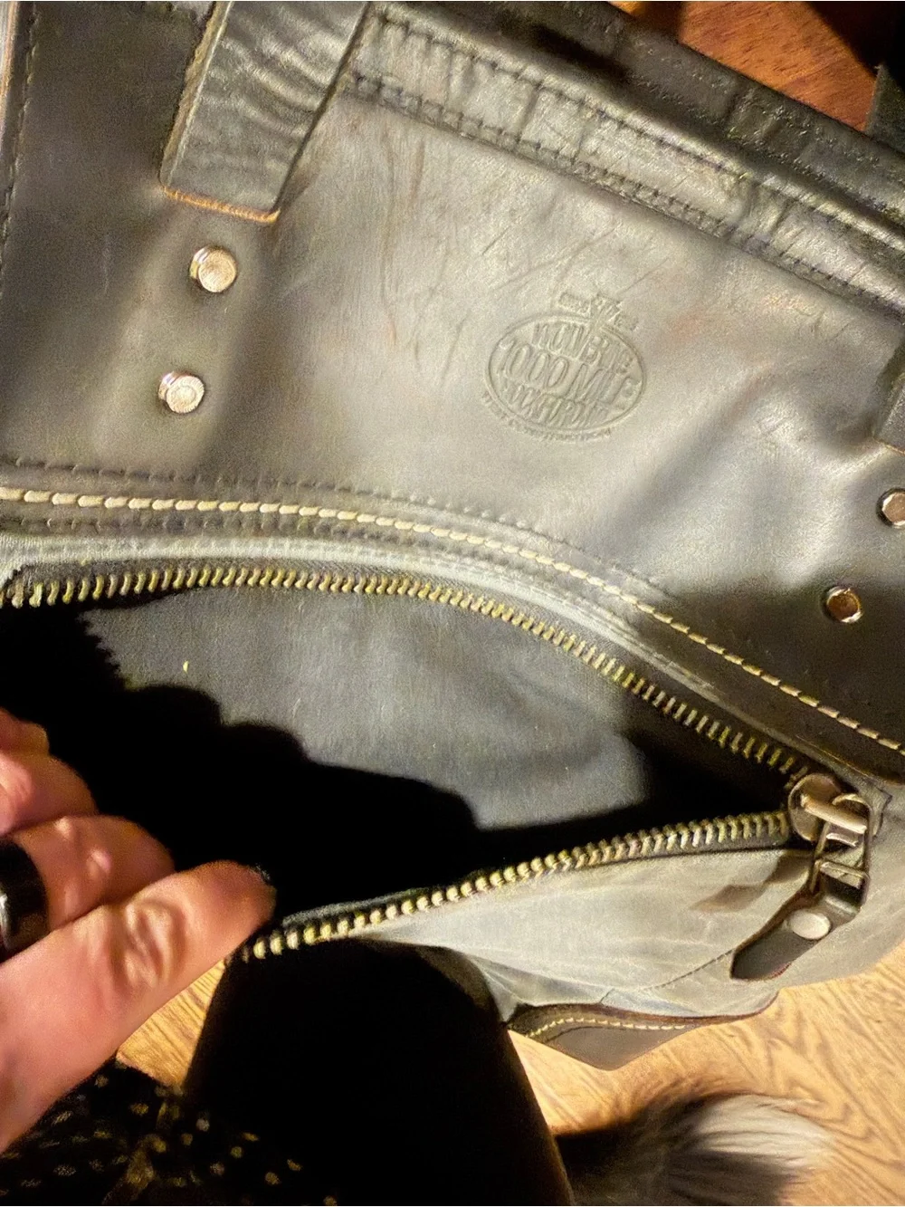 Wolverine Gray Canvas Messenger Bag with Black Leather Trim