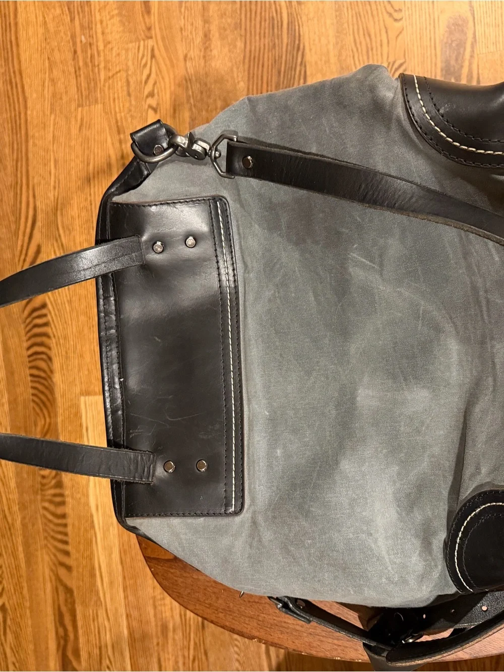 Wolverine Gray Canvas Messenger Bag with Black Leather Trim