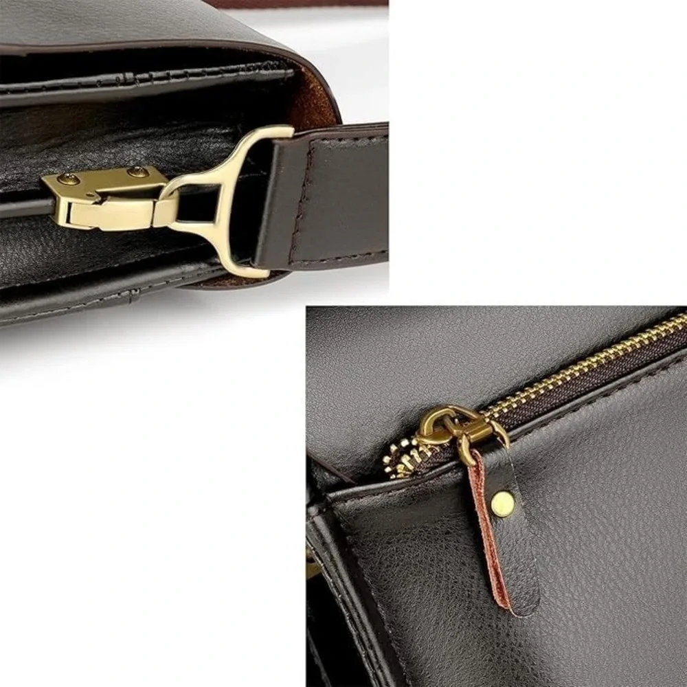 Henmifyer PU Leather Black Sling Crossbody Messenger Bag Magnetic Closure New