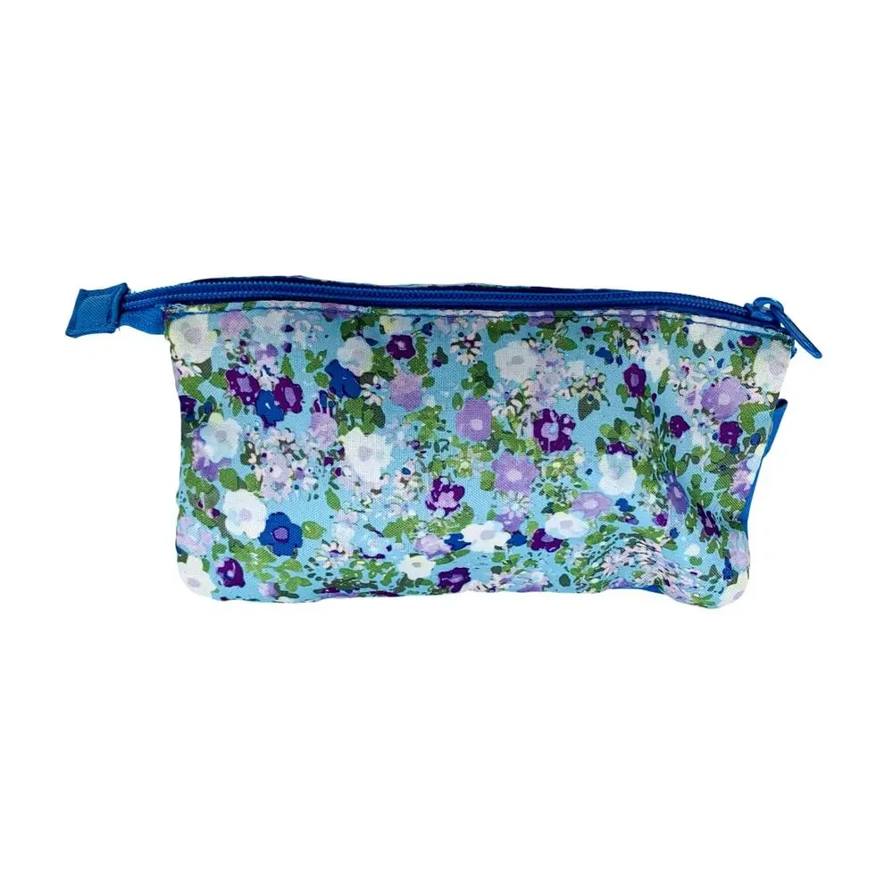 Makeup Bag Small Blue Floral 8.25 x 4.5 x 4