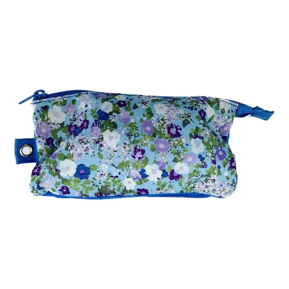 Makeup Bag Small Blue Floral 8.25 x 4.5 x 4