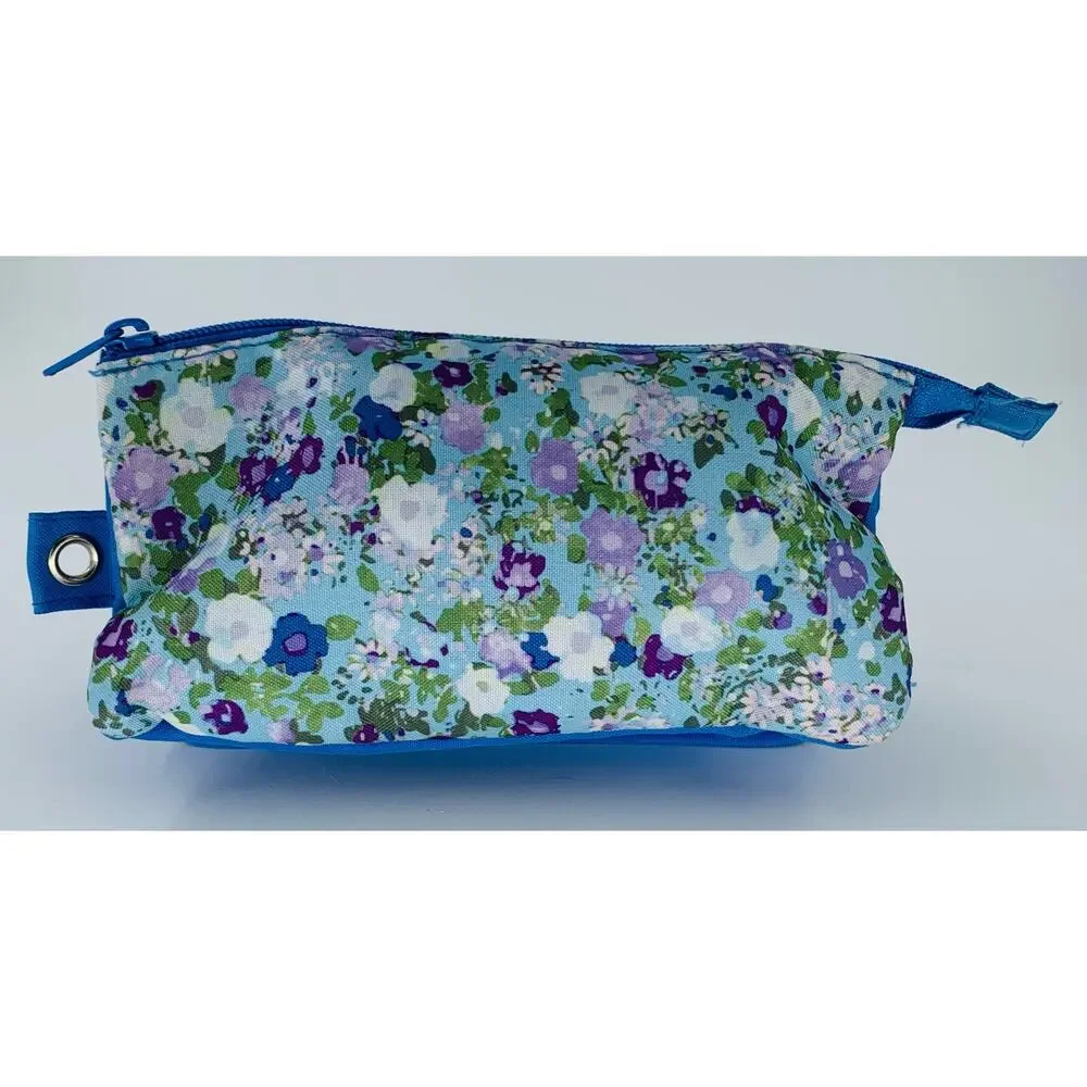 Makeup Bag Small Blue Floral 8.25 x 4.5 x 4