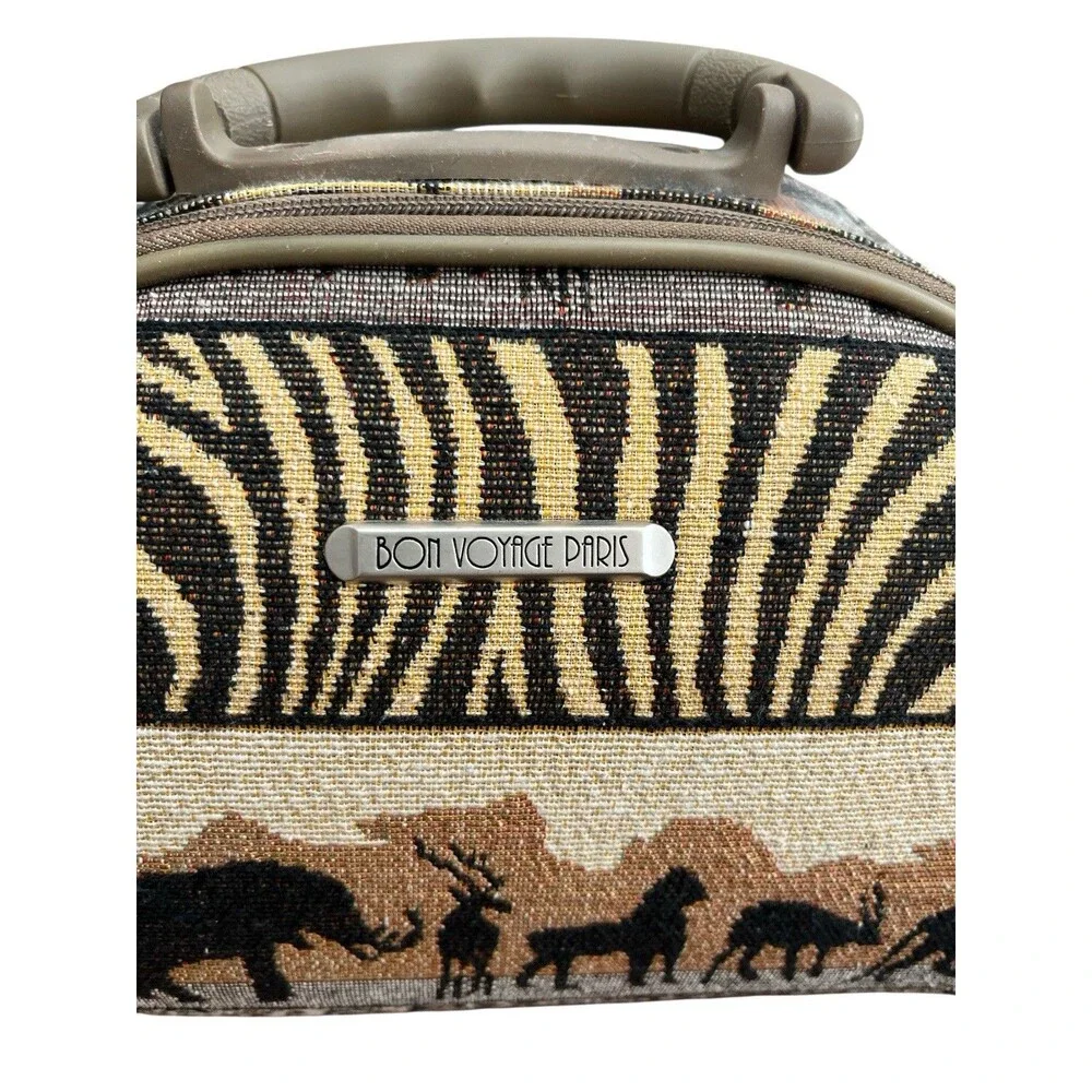 Bon Voyage Paris Travel Cosmetics Bag Animal Print Safari Tapestry