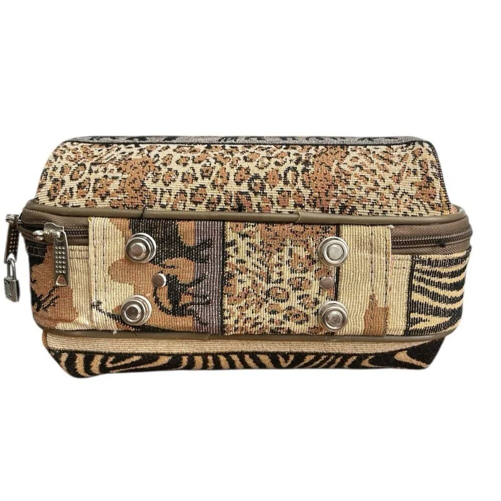 Bon Voyage Paris Travel Cosmetics Bag Animal Print Safari Tapestry