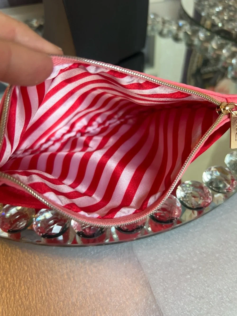 ipsy Pink Cosmetic Pouch with Red Satin Bow