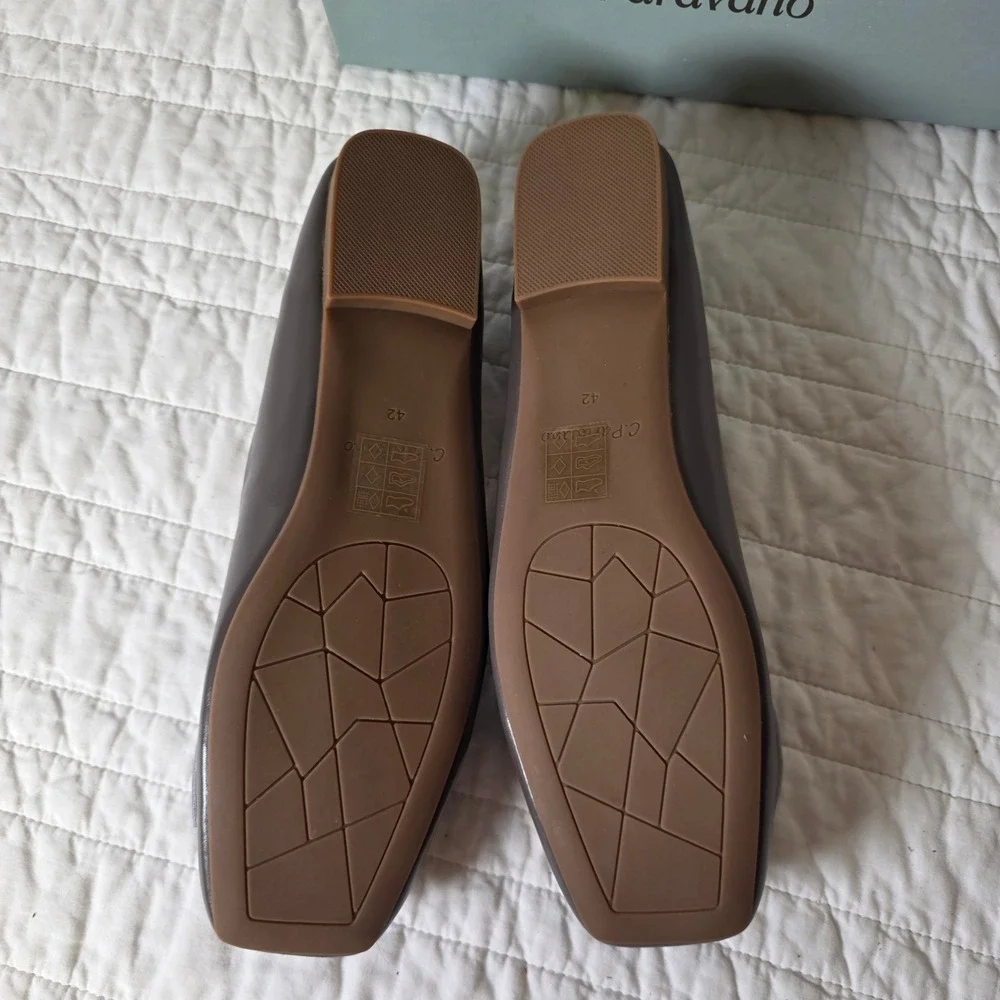 C.Paravano Metallic Bow Ballerina Ballet Flats Grey Bow Womens 42 11 New